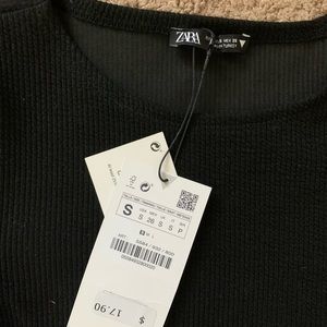 Zara fitted black long sleeve top